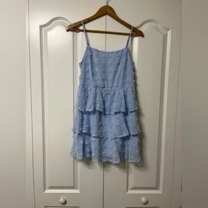 Light Blue Tiered Spaghetti Strap Dress